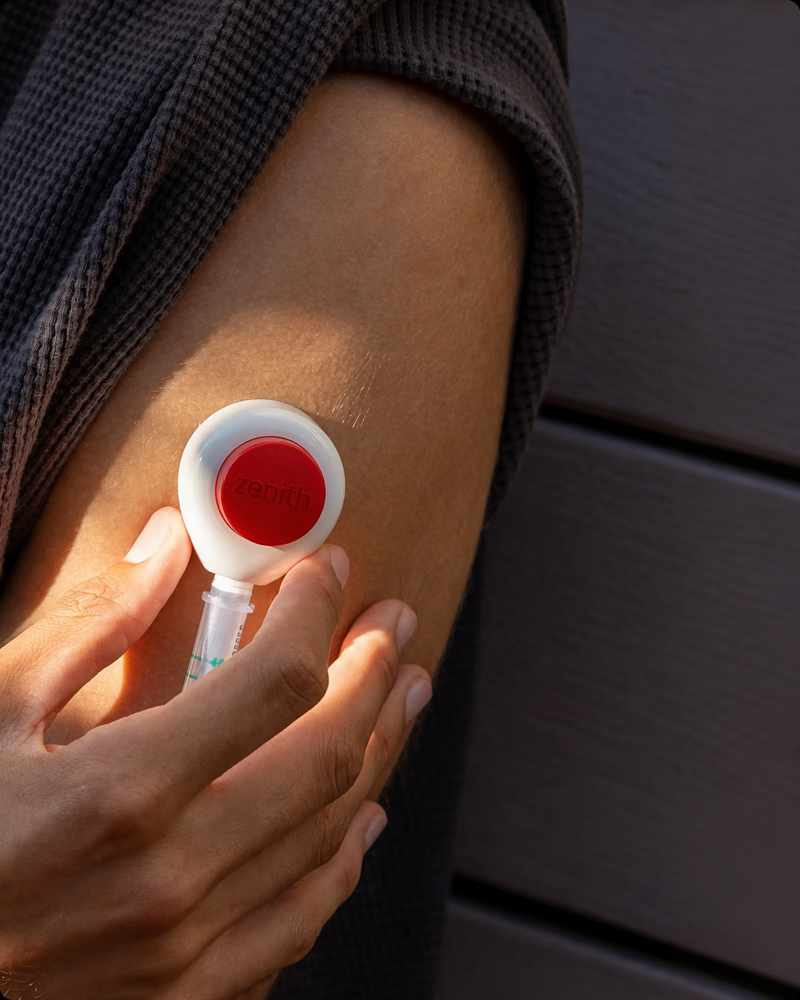 Zenith blood collection device applied to arm