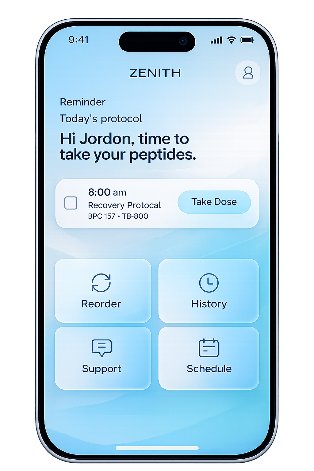 Zenith App - Your protocol reminder and tracking